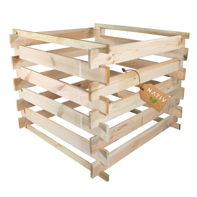 Komposter Holz 88x88x73cm, Holzkomposter mit Stecksystem, Schnellkomposter